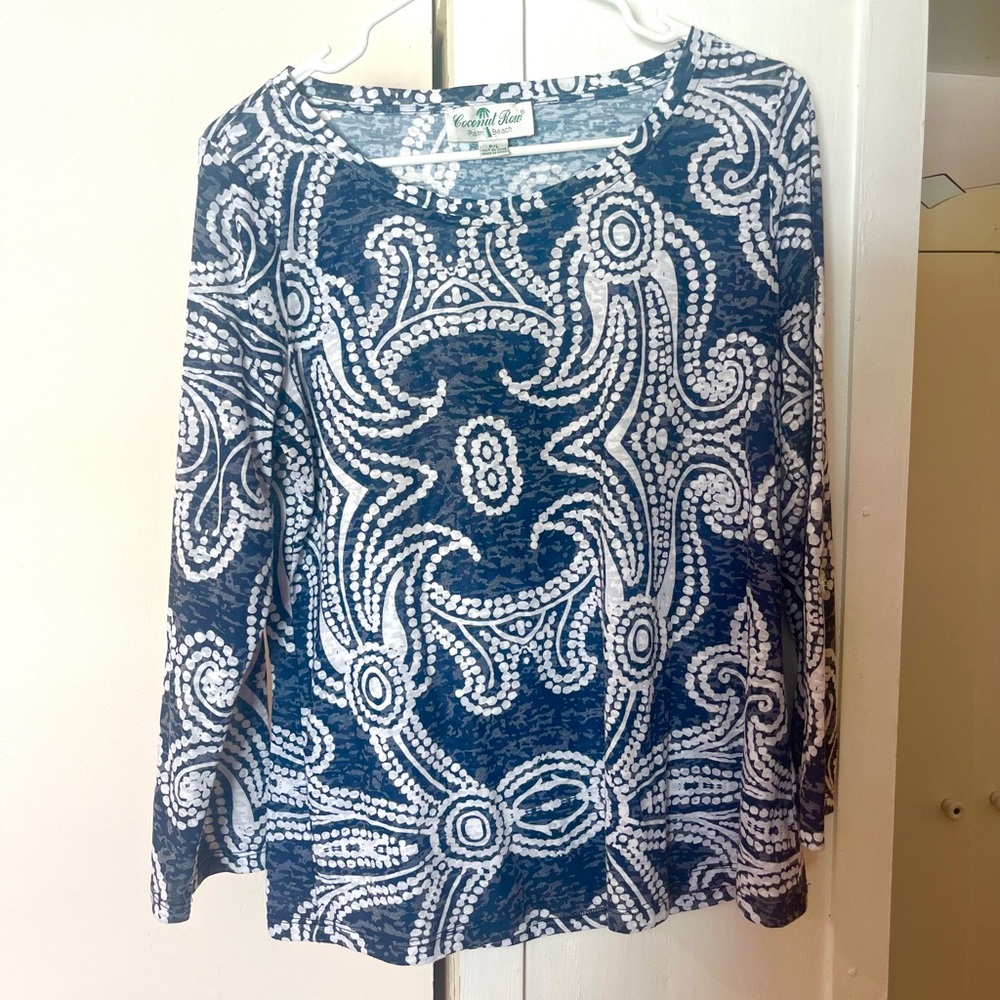 EUC Coconut Row Palm Beach Top - Petite Large